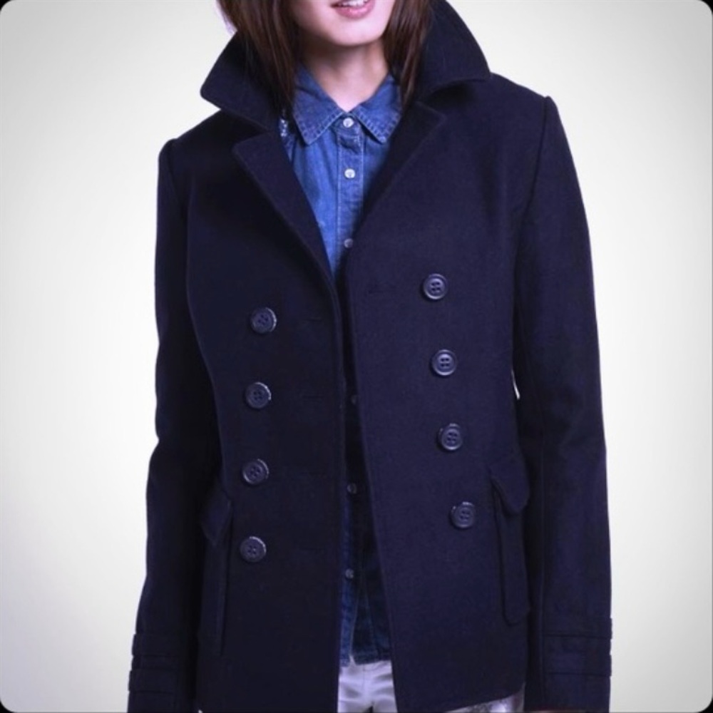 Superdry Liberty Bell Womens Peacoat Navy Thick Wool Blend Tagged L Fits M IMO
